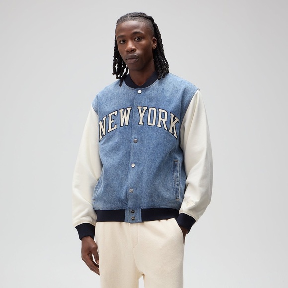 Kith for the New York Knicks Denim Marvin Bomber Medium Indigo Size Medium FW25